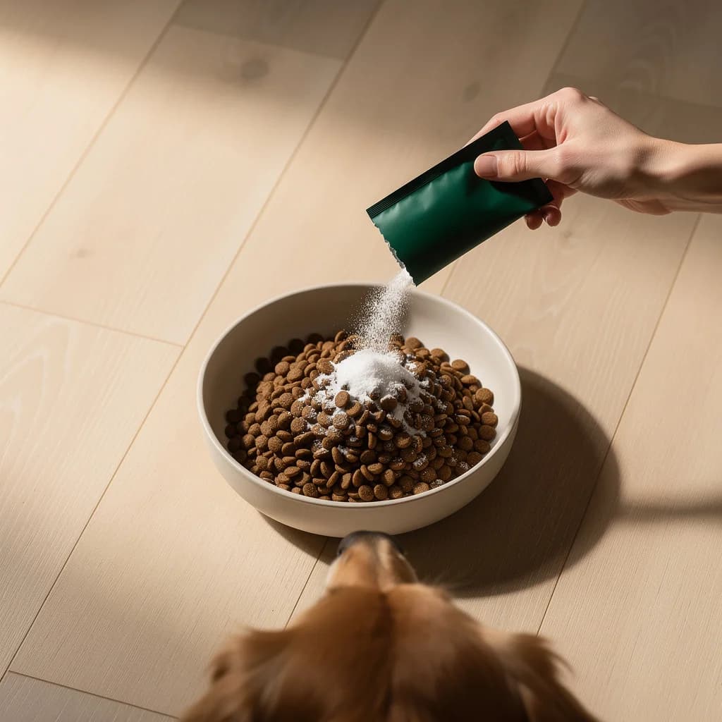 Sprinkling a sachet over dinner